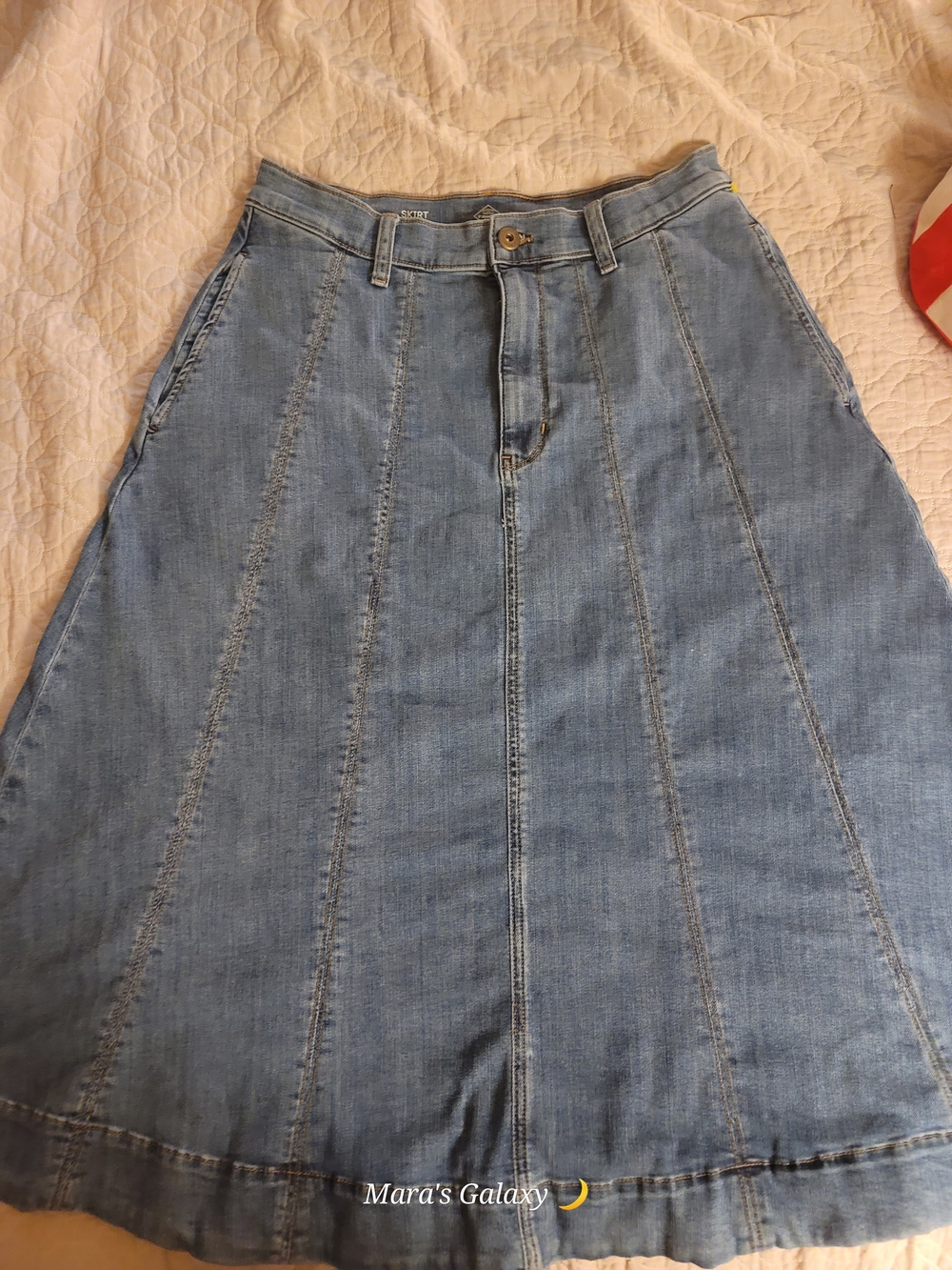 St. John's Bay Paneled Denim A-Line Midi Skirt